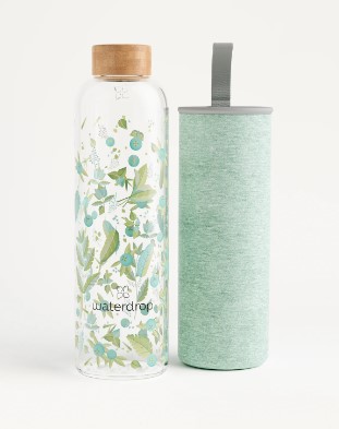 Waterdrop Glass Bottle Green Verde 400ml