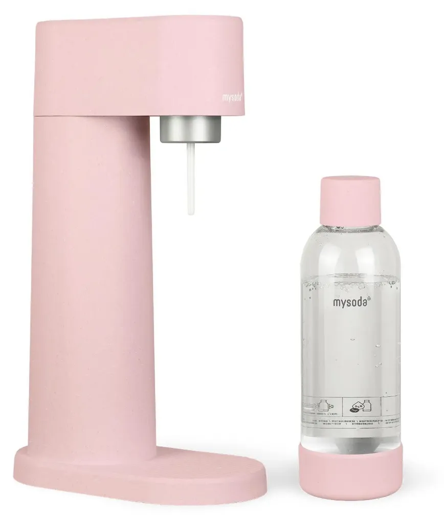 Mysoda Woody, Design-Wassersprudler (Pink) mit 1L Flasche