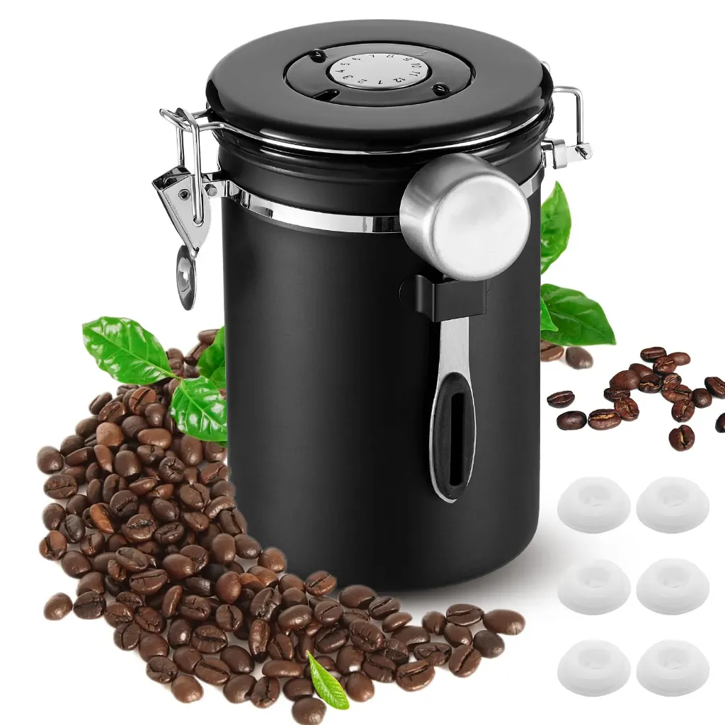 Coffee Bean Storage Stainless steel- 750g - Black