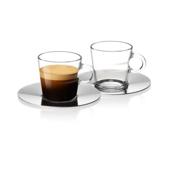 Nespresso View collection Glass & Steel Saucers - 1Pcs