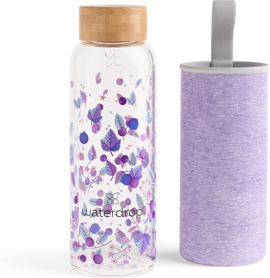 Waterdrop Glass Bottle Purple 400ml
