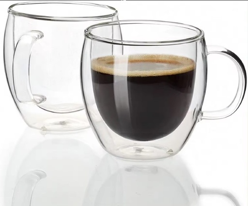Double Wall Clear Glass, Insulated Borosilicate Glassware Tea Cup, 1 pcs, 80 ml
