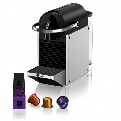 Nespresso De'Longhi Pixie EN127.S Coffee Capsule Machine, Two Direct Dial Buttons, Eco Mode, 19 Bar  Silver/Black